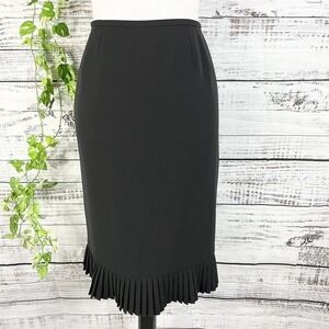 Jones Studio Skirt size 4 Classic Black Straight Knee Kick Pleats Modest Career